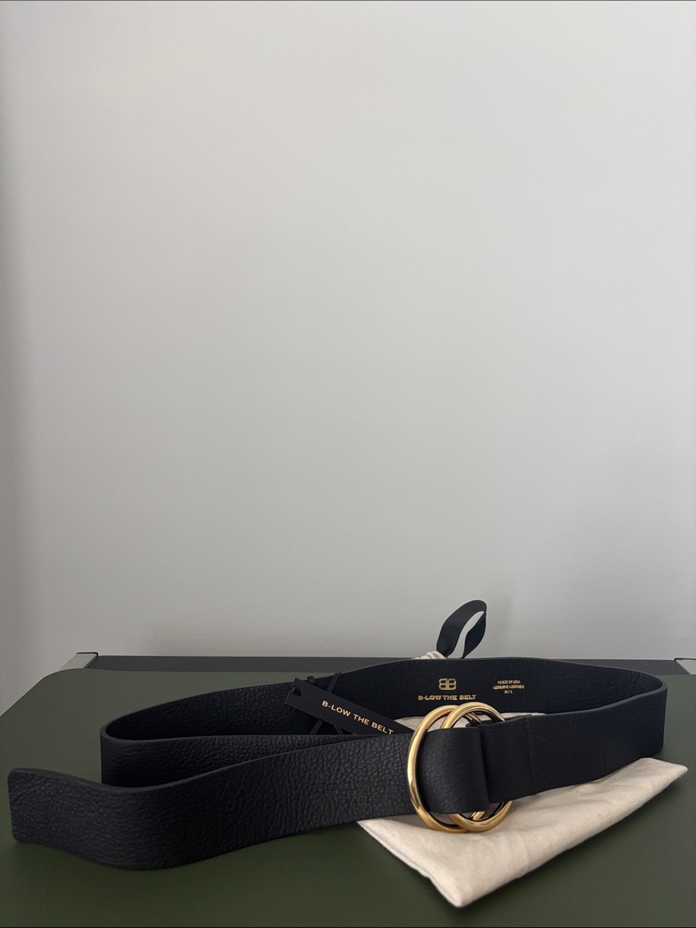 B-Low the Belt Tumble Leather Wrap Belt with Gold Double Buckle Ring